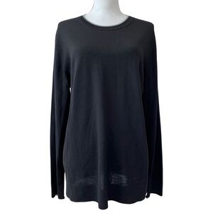 THEORY Men’s Merino Wool Crewneck Sweater Size L Black Gray Pullover